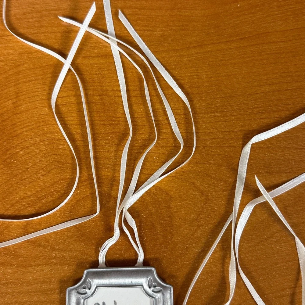 Longaberger canister basket pewter tags with ribbons. Set of three. - Picture 6 of 6